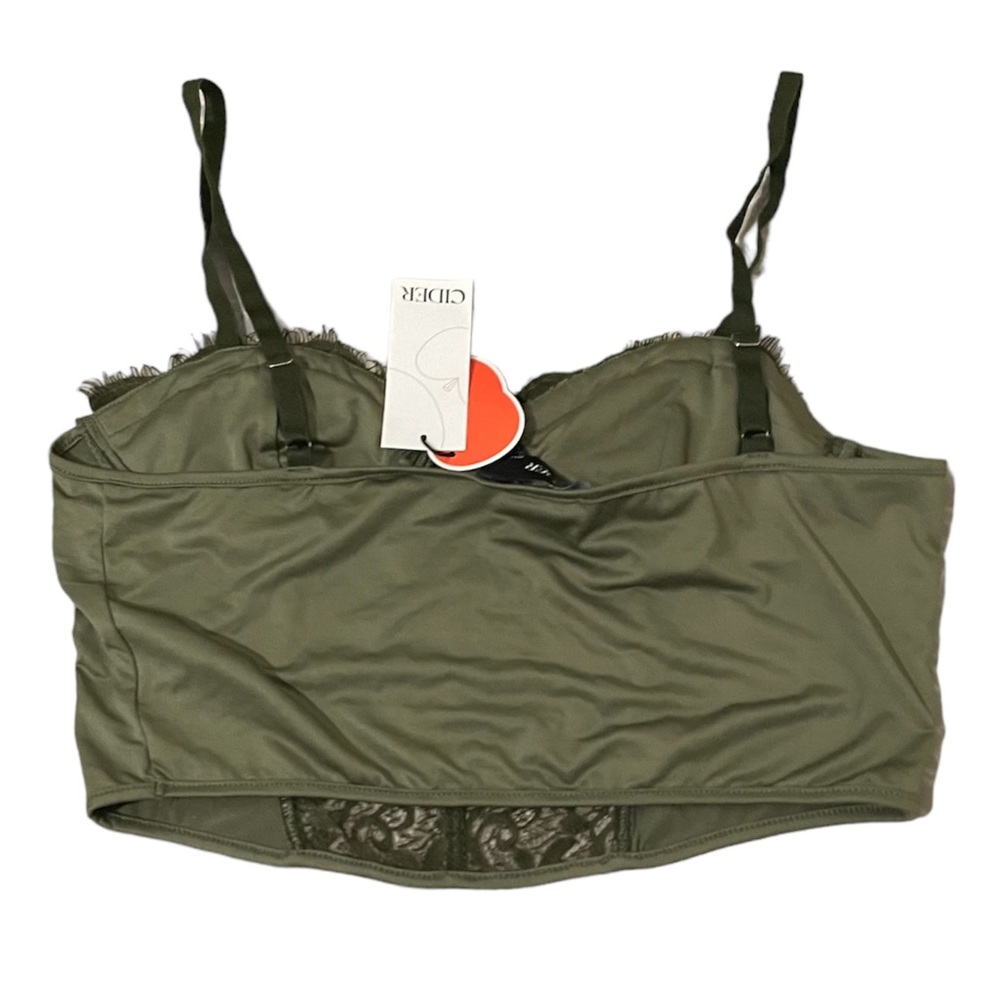 NWT Cider olive green lace mesh corset style bustier top - Picture 7 of 9
